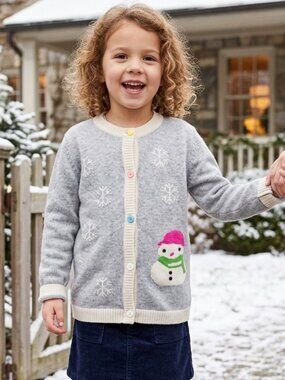 Advocate Nature 100% Cashmere Snowman Snowflake Button Front Cardigan Sweater